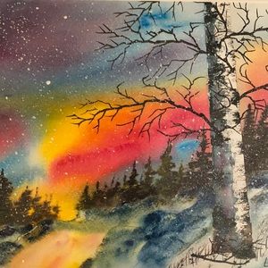 Original Watercolor 16x20 Birches Remembered